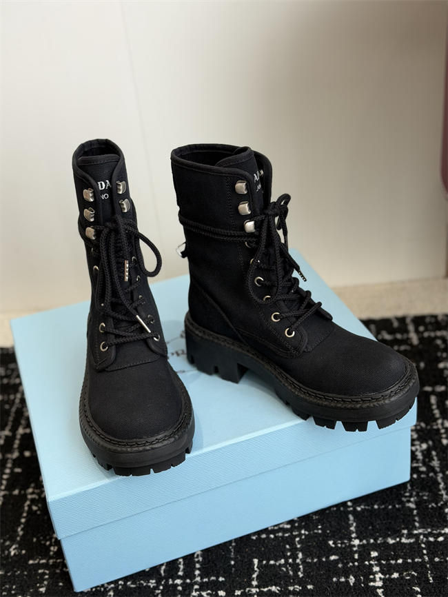 Prada Canvas Combat Boot