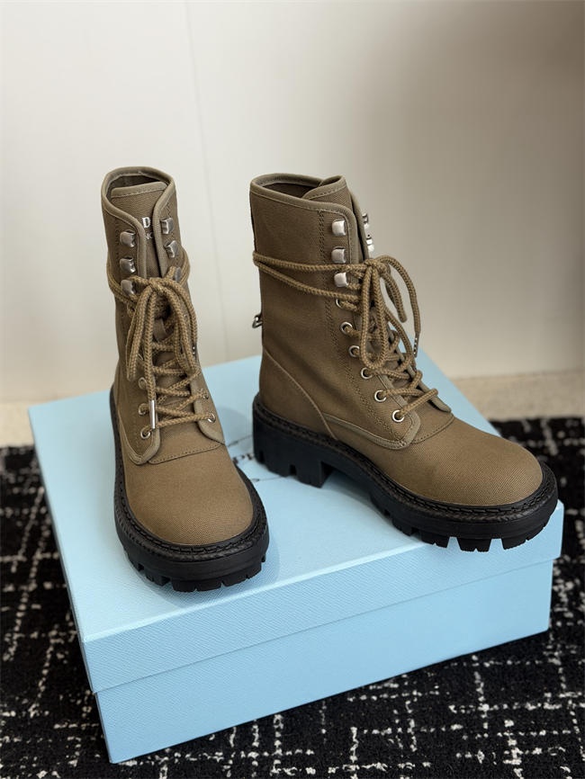 Prada Canvas Combat Boot